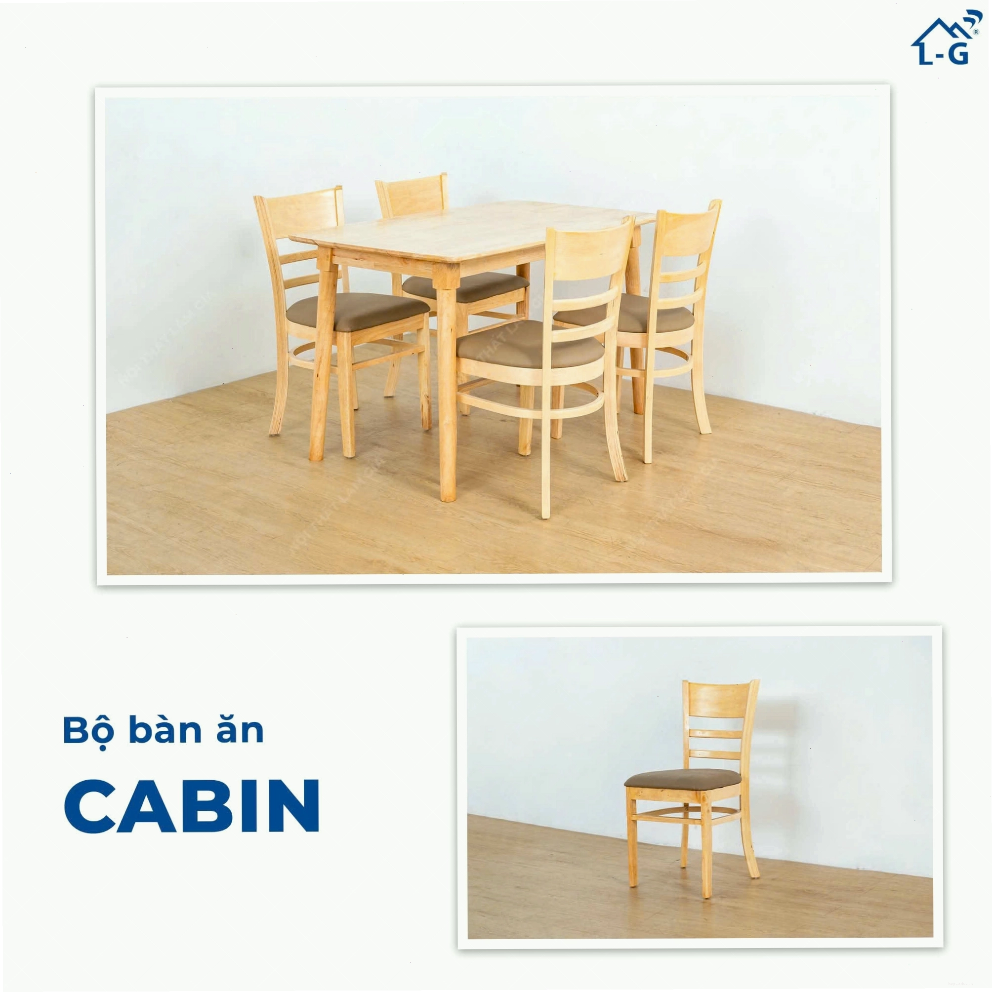 Bộ bàn ăn cabin 6 ghế với kiểu dáng thanh lịch