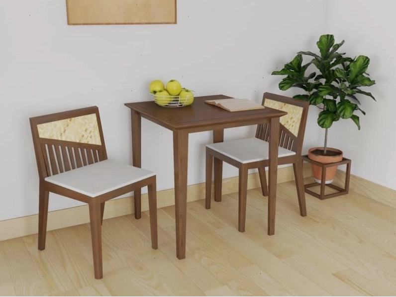 Bộ bàn ăn chữ nhật nhỏ gọn bằng gỗ