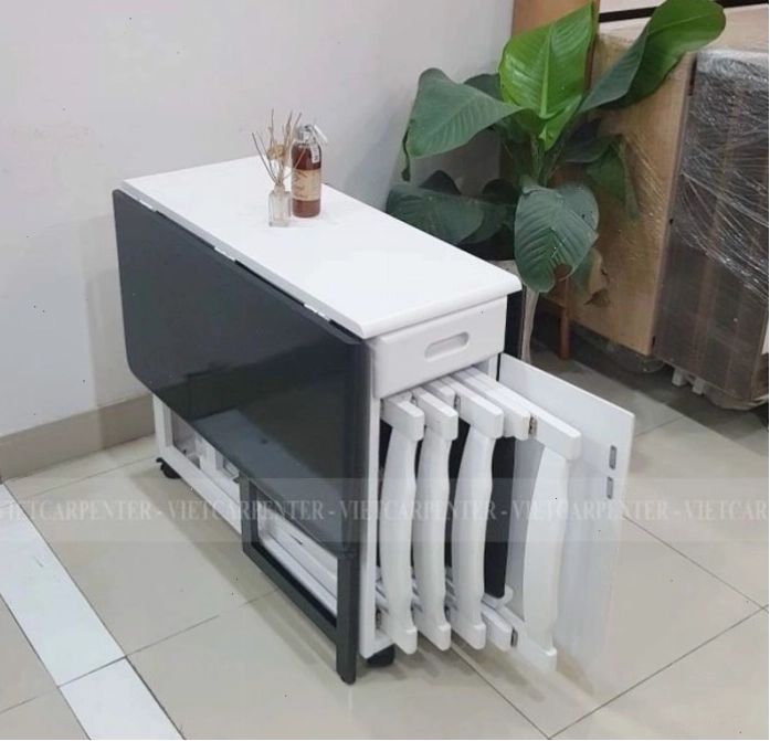 Bộ bàn ăn gấp gọn thiết kế thông minh cho không gian bếp nhỏ hẹp