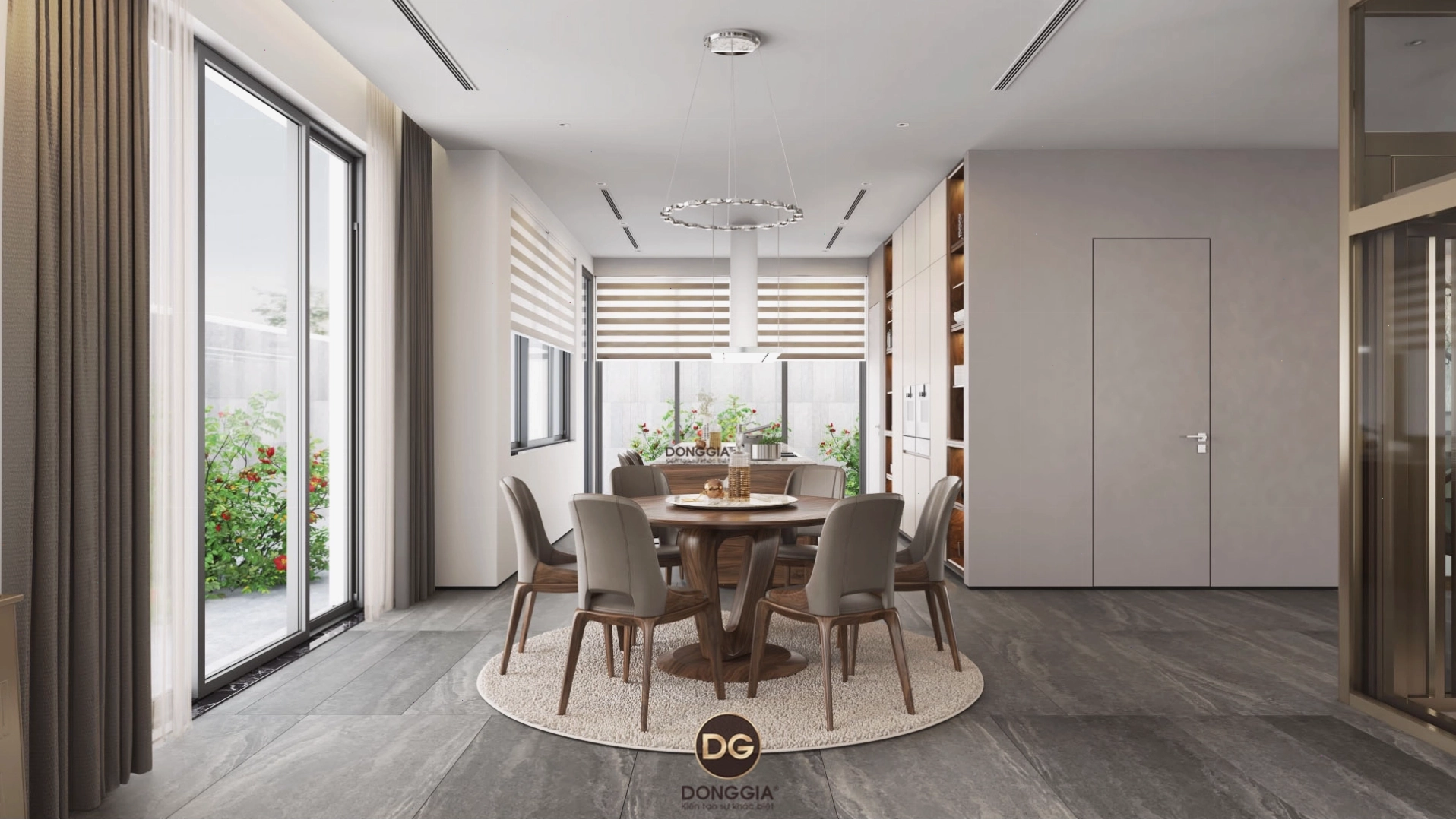 Bộ bàn ăn gỗ óc chó 6 ghế, thiết kế tinh tế