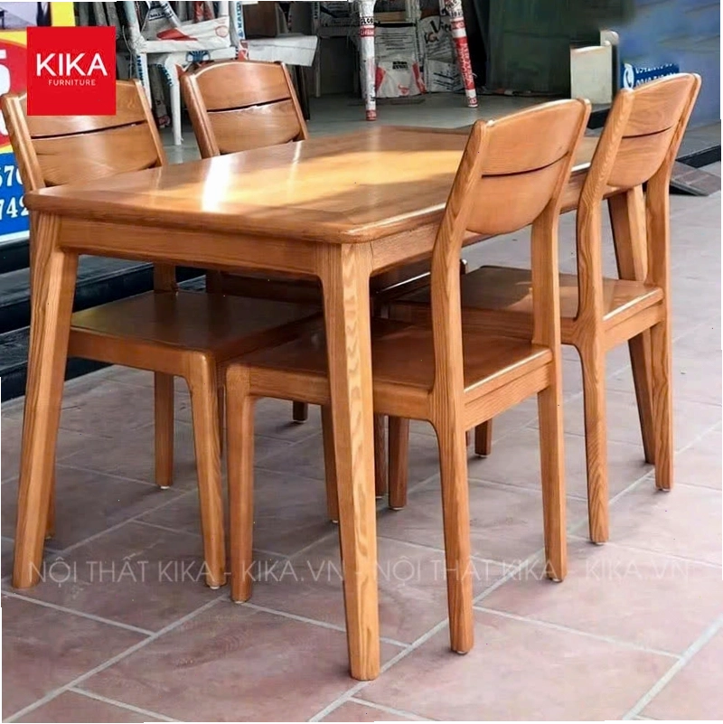 Bộ bàn ăn gỗ sồi 4 ghế dáng hiện đại BA68