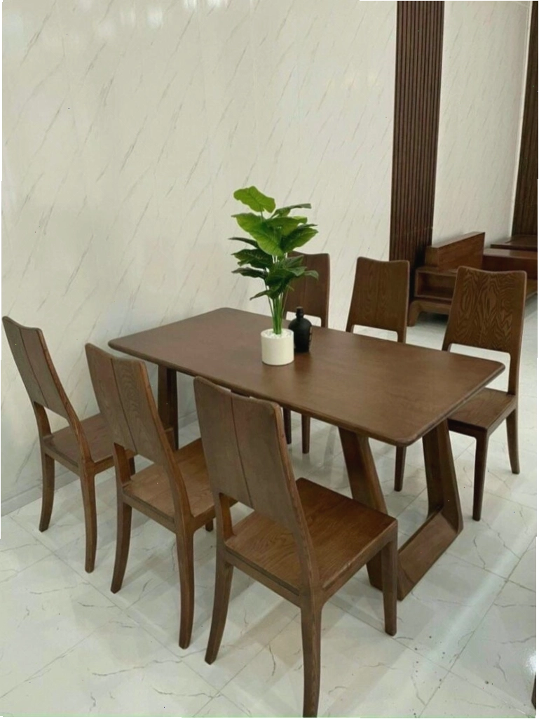 Bộ bàn ăn gỗ tự nhiên 6 ghế với thiết kế hiện đại