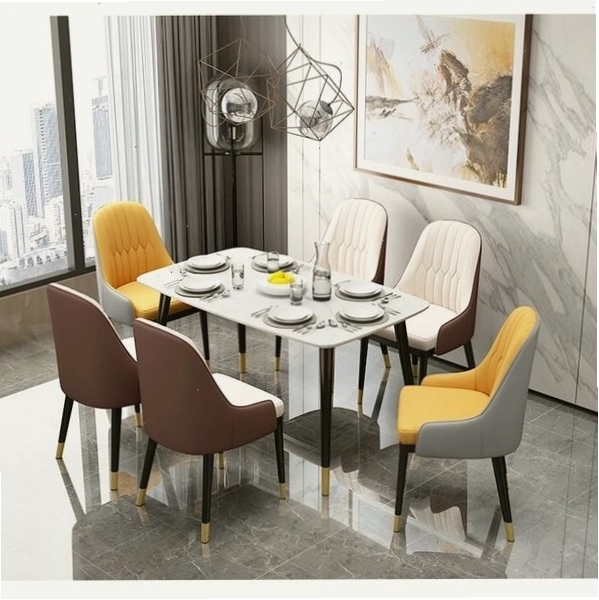 Bộ bàn ghế ăn bọc da hiện đại