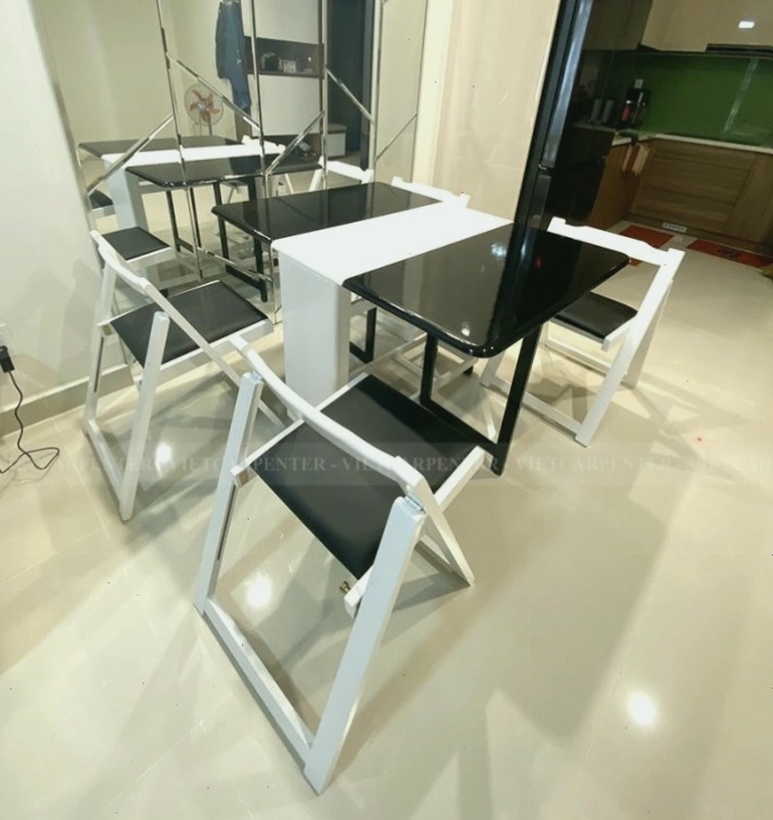 Bộ bàn ghế ăn cơm xếp gọn 6 ghế tiết kiệm diện tích, đa năng