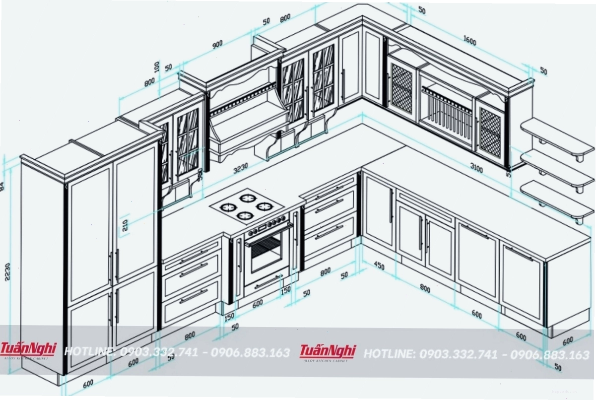 Bố trí các khoang tủ bếp hợp lý