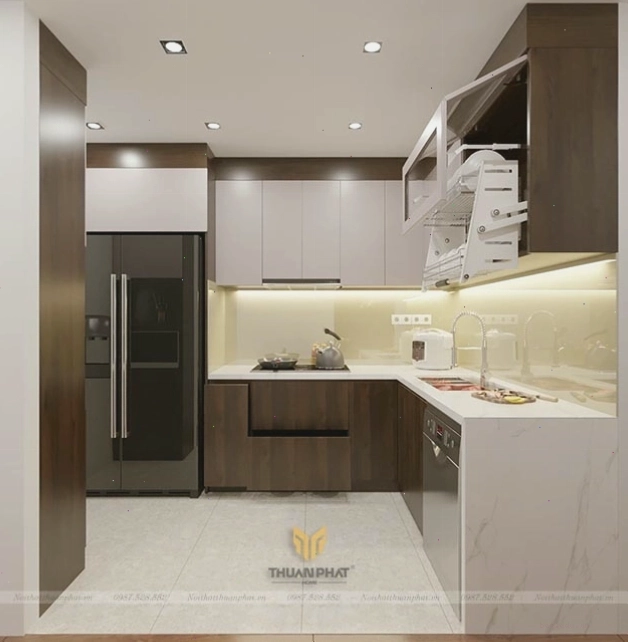Bộ tủ bếp nhựa cao cấp phủ Acrylic