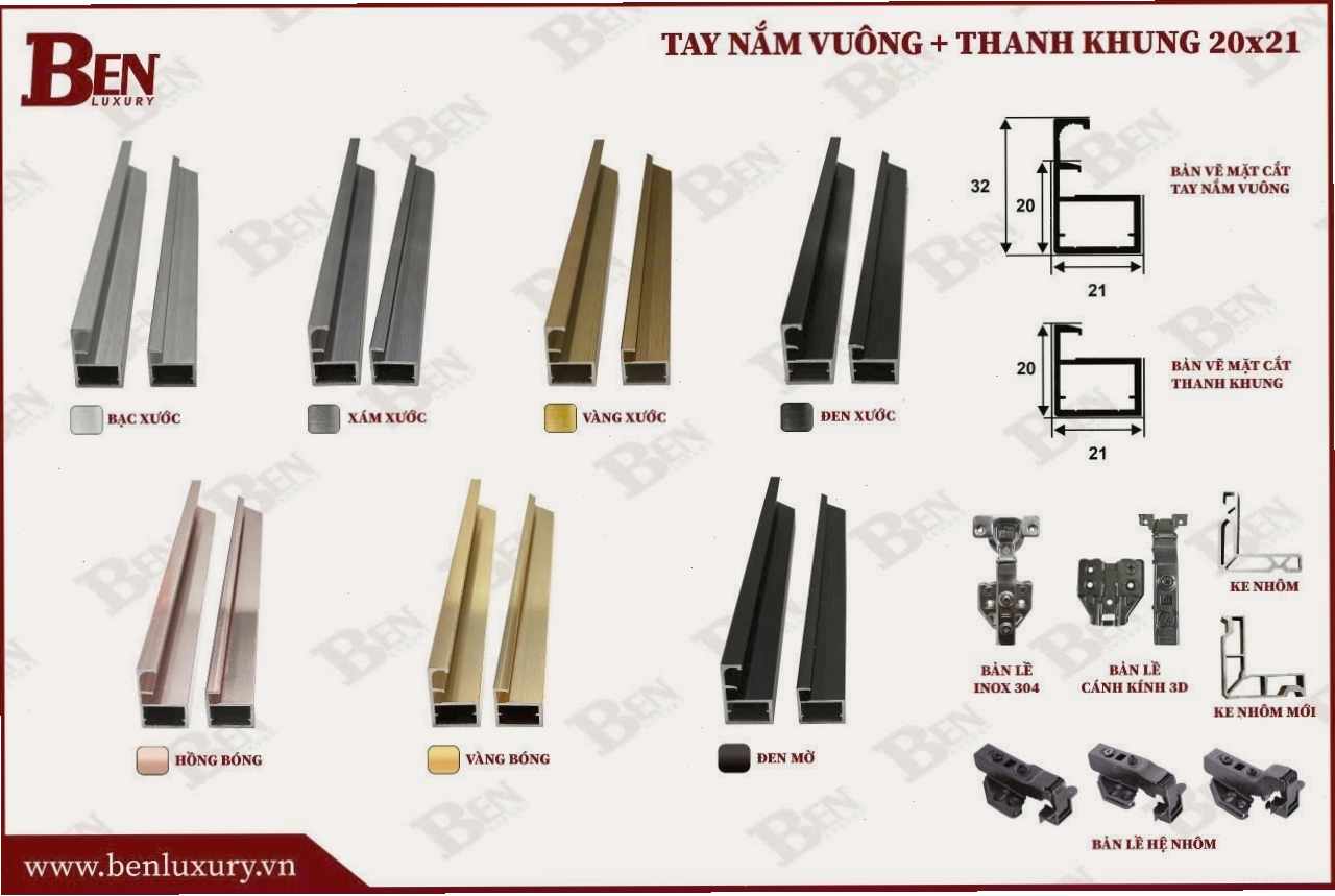 Cận cảnh chi tiết thanh nhôm cánh kính tủ bếp