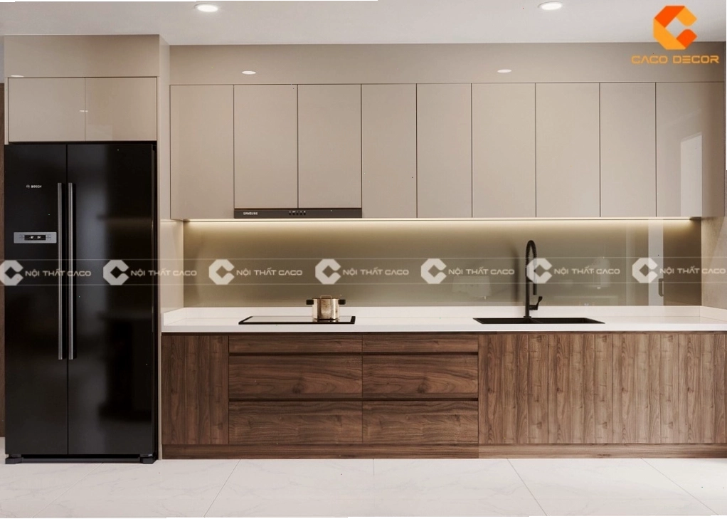 Chi tiết tay nắm tủ bếp MDF phủ Melamine