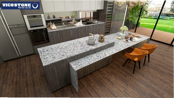 Đá nhân tạo Terrazzo VICOSTONE với ưu điểm phù hợp ốp bếp