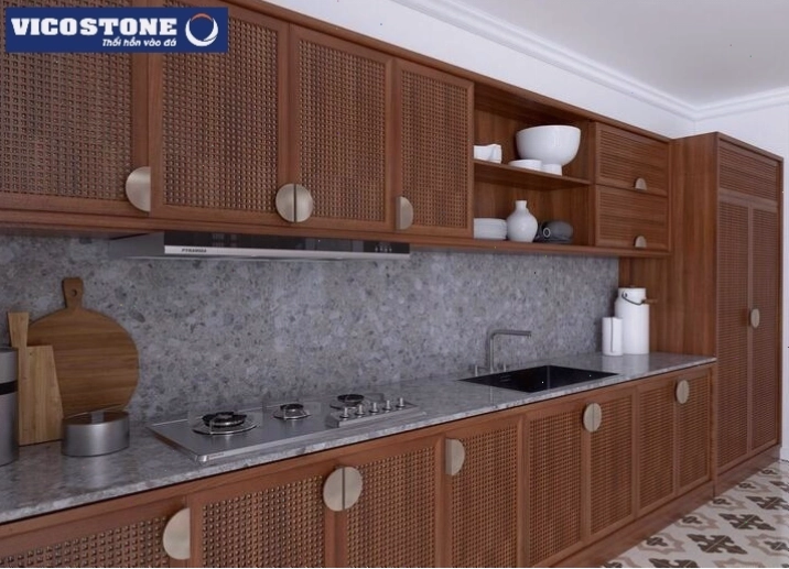 Đá Terrazzo thạch anh có khả năng ngừa vi khuẩn, chống thấm tốt, dễ vệ sinh