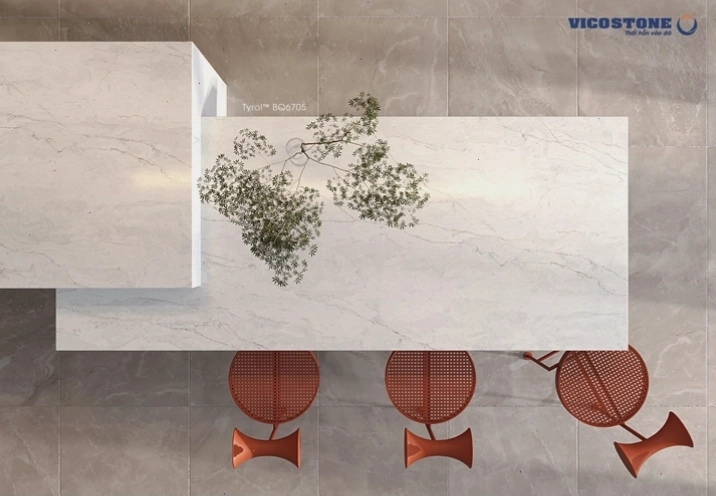 Đá VICOSTONE Tyrol BQ6705 ốp quầy bar làm không gian sống động hơn