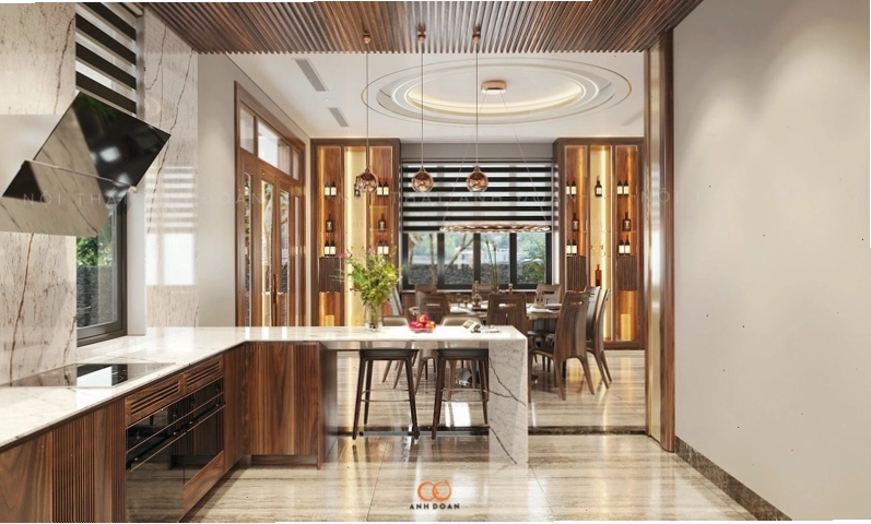 Đảo bếp làm từ vật liệu đá cao cấp