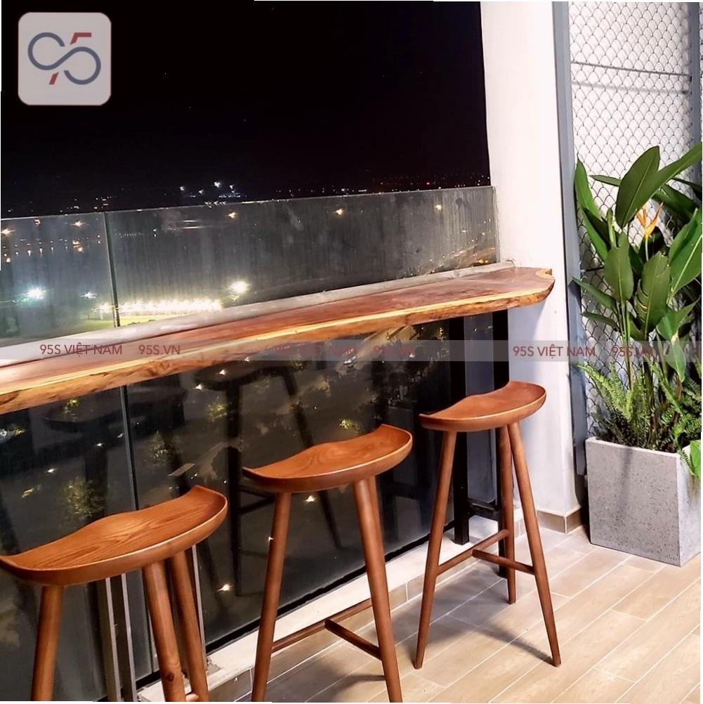 Ghế đảo bếp gỗ Taburet chân gỗ chắc chắn