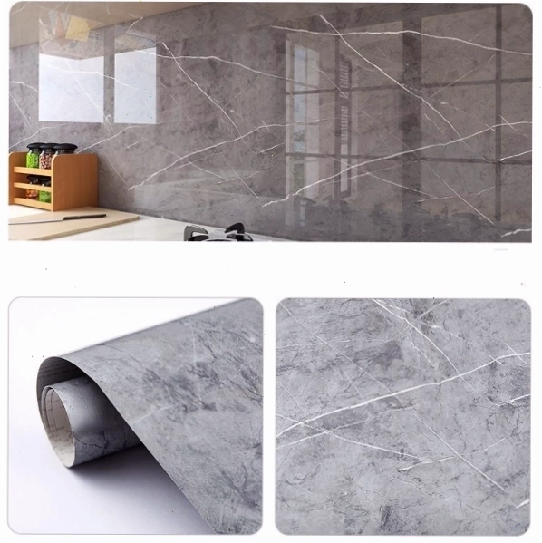 Giấy dán bếp vân đá marble xám sang trọng