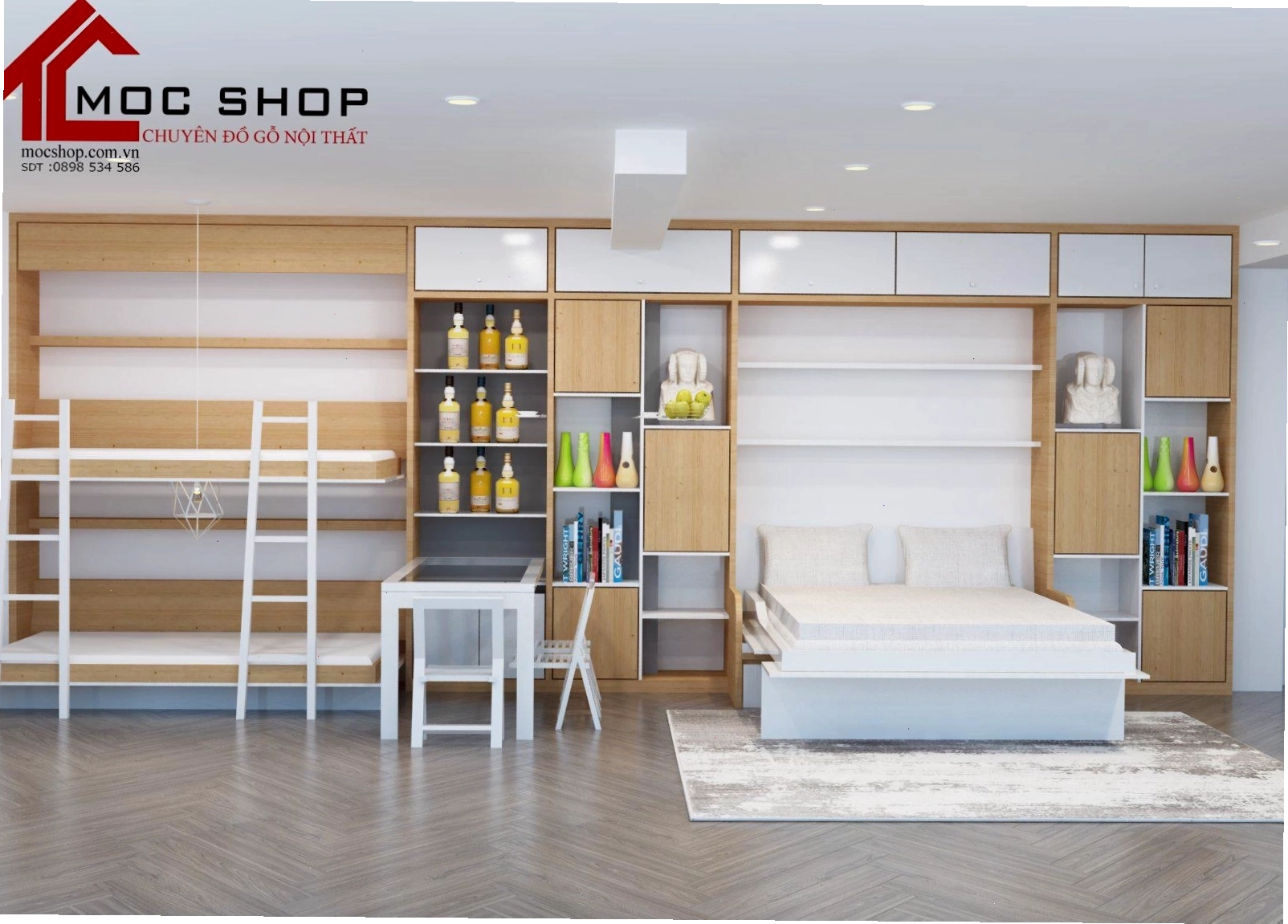 Giường thông minh kèm bàn gấp 2020