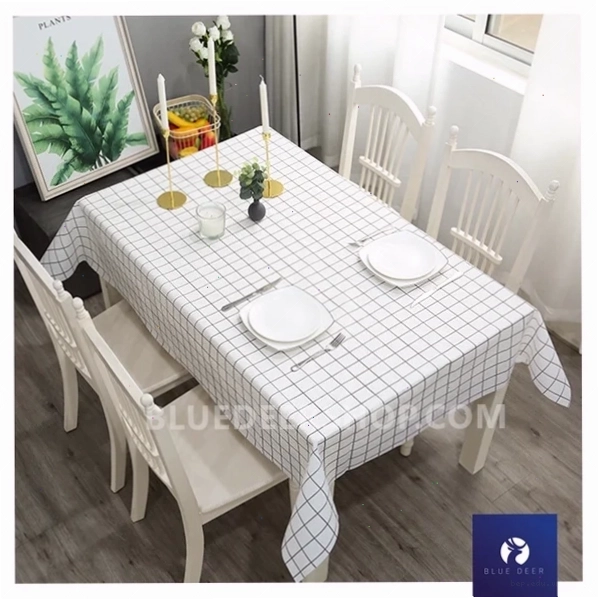 Khăn trải bàn ăn caro PVC không thấm nước phong cách vintage
