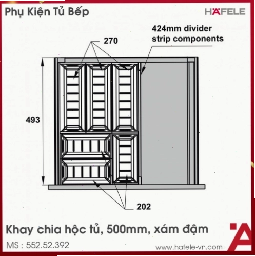 Khay chia ngăn kéo bằng inox Hafele