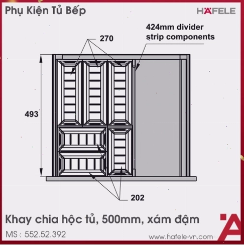 Khay chia ngăn kéo thông minh cho giá để gia vị tủ bếp dưới