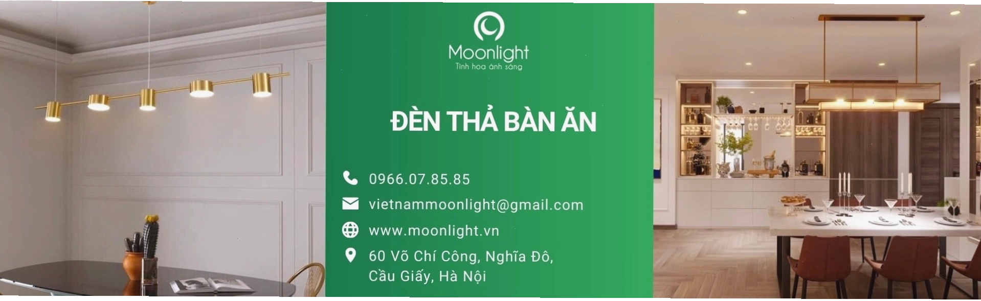 Không gian bàn ăn ấm cúng với đèn thả