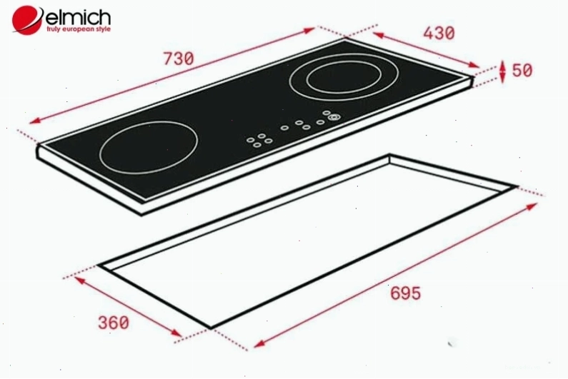 Kích thước bếp từ đôi âm và khoảng cách mặt khoét đá an toàn