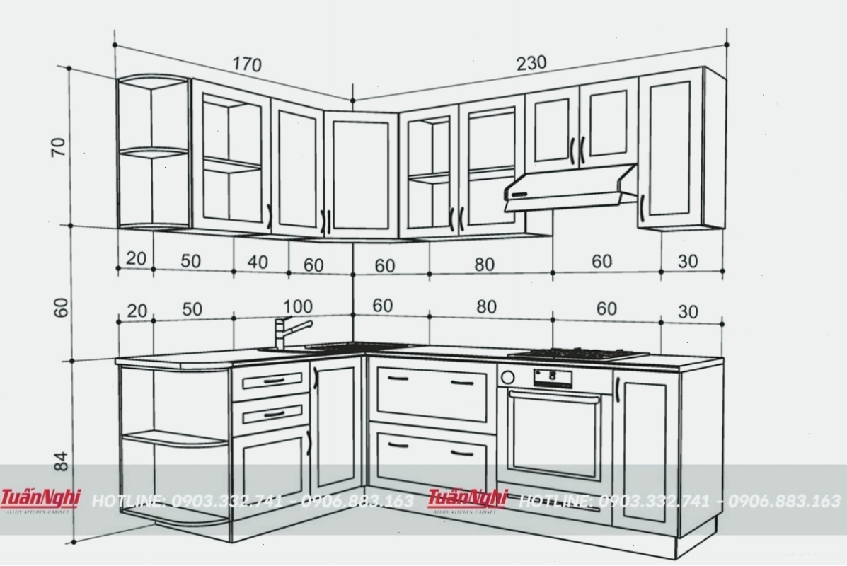 Kích thước tủ bếp dưới tiêu chuẩn cho người Việt Nam