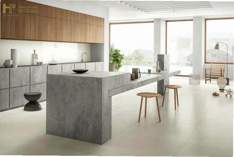 Mặt bàn đảo bếp bằng gỗ tự nhiên mang lại vẻ đẹp ấm cúng