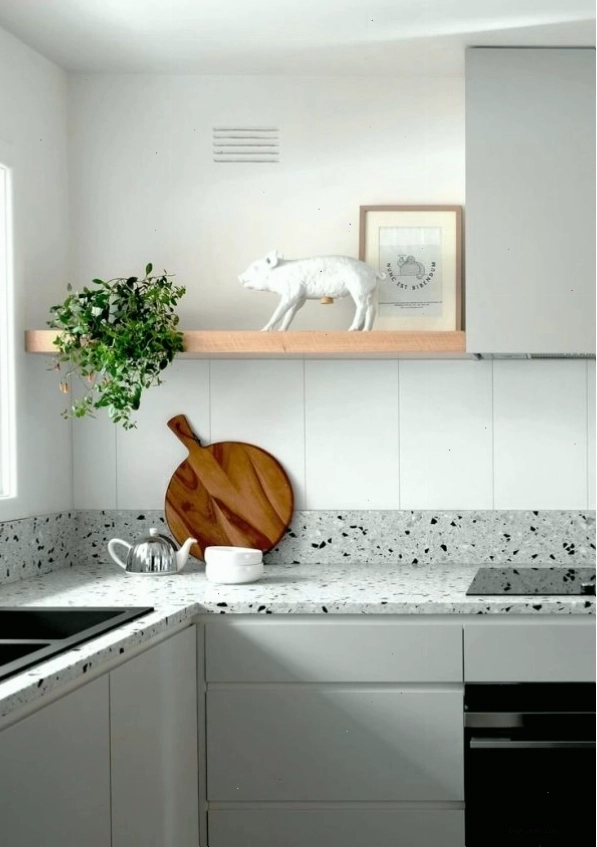 Mặt bếp làm từ đá Terrazzo vân hạt nhỏ