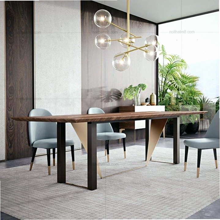 Mẫu bàn ăn gỗ hình chữ nhật với khung chân tinh tế M8 – 4121