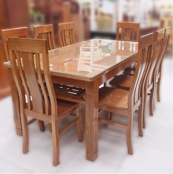 Mẫu bàn ăn gỗ mặt chữ nhật thiết kế hiện đại