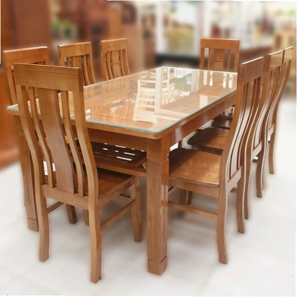 Mẫu bàn ăn gỗ tự nhiên hình chữ nhật hiện đại
