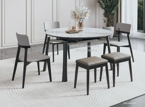 Mẫu bàn ăn tròn thông minh 2255 có khả năng gấp gọn tiện lợi