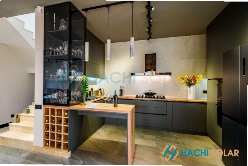 Mẫu quầy bar bếp đẹp thiết kế kết hợp tủ rượu
