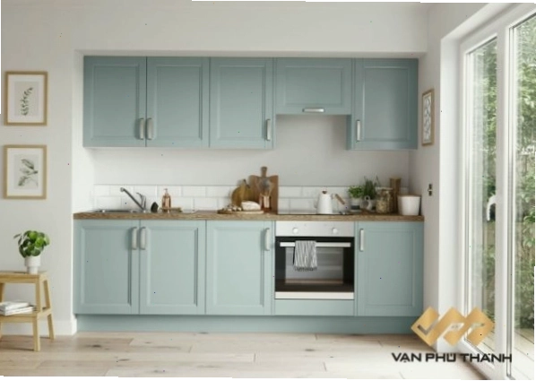 Mẫu tủ bếp chữ I thông minh chất liệu gỗ công nghiệp cao cấp cho nhà nhỏ