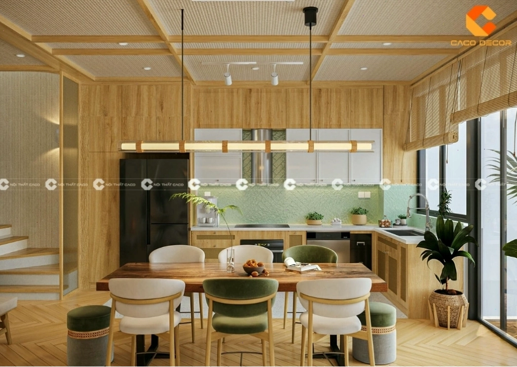 Mẫu tủ bếp chữ U hiện đại với thiết kế thông minh