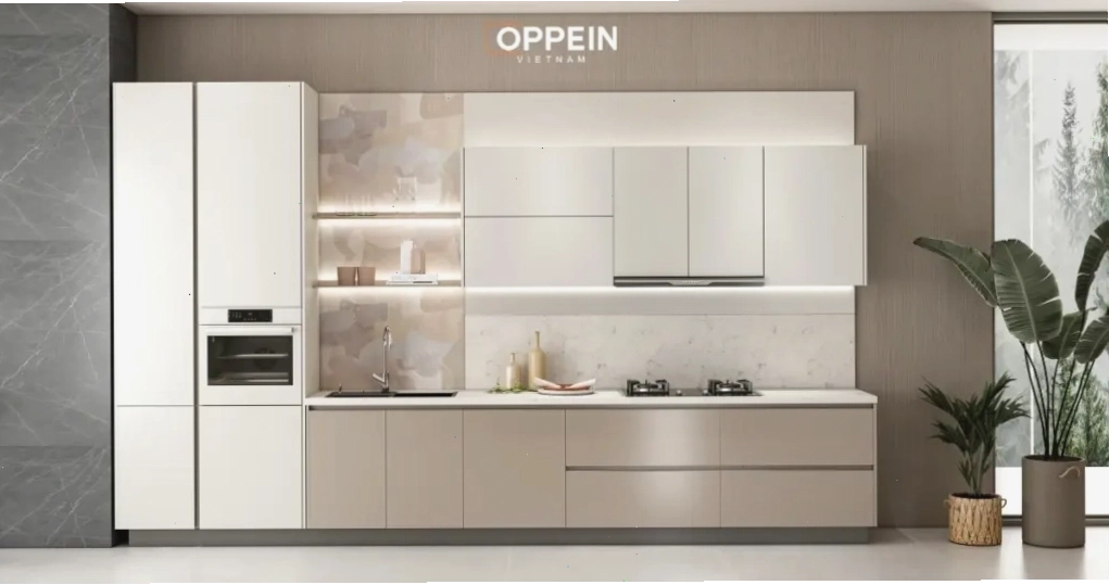 Mẫu tủ bếp đẹp chữ I hiện đại, tối ưu không gian nhỏ