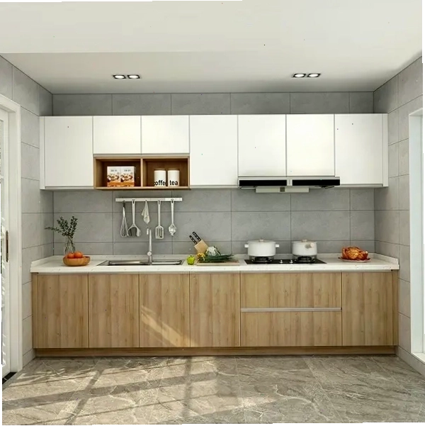 Mẫu tủ bếp đẹp hiện đại với chất liệu gỗ công nghiệp Acrylic bóng gương màu trắng