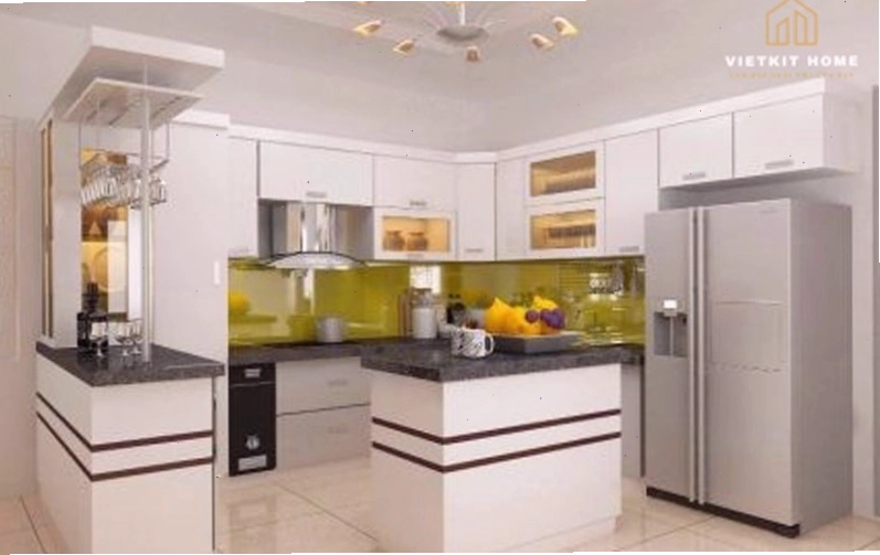 Mẫu tủ bếp hiện đại, sang trọng phù hợp với không gian bếp tại Bắc Ninh