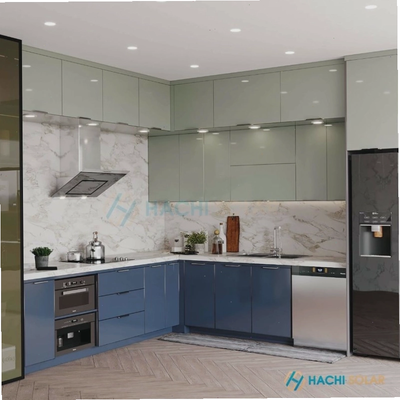 Mẫu tủ bếp hợp kim nhôm cánh kính thi công & bàn giao hoàn thiện ở TPHCM