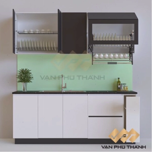 Mẫu tủ bếp inox chữ i dài 2m nhỏ gọn, phù hợp với không gian bếp hẹp