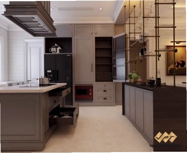 Mẫu tủ bếp nhôm giả gỗ hợp kim cao cấp