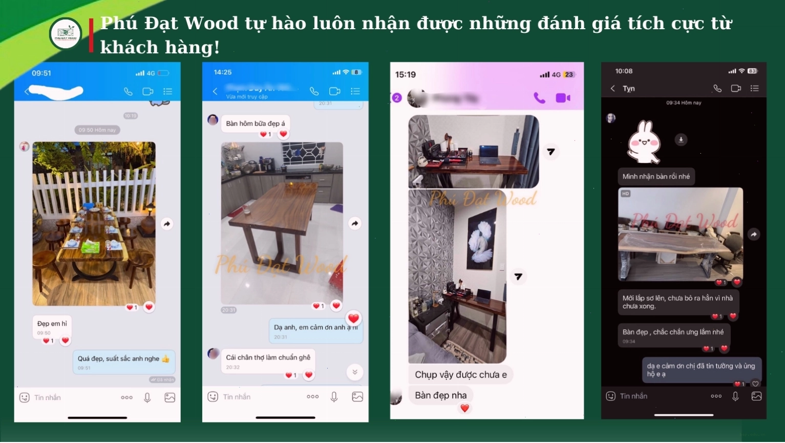 Phản hồi tích cực từ khách hàng về chất lượng bàn ăn gỗ me tây