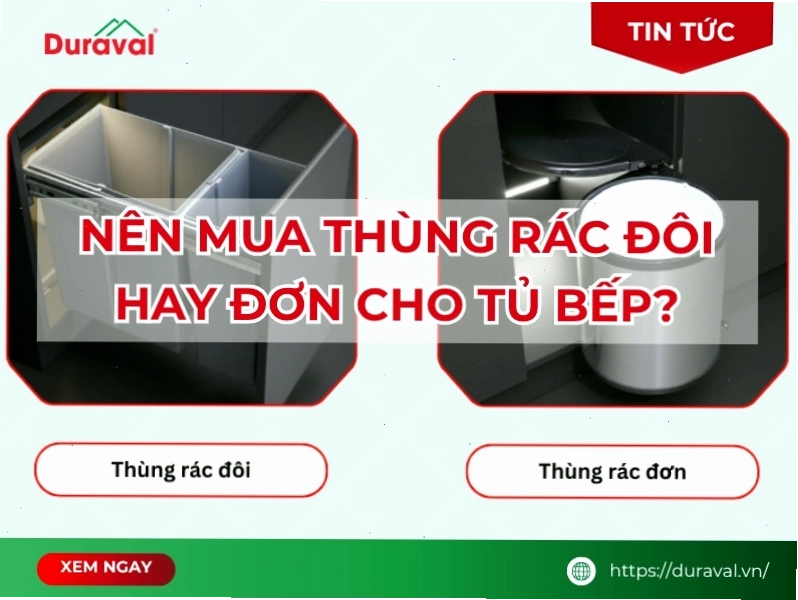 So sánh thùng rác âm tủ bếp đôi và đơn