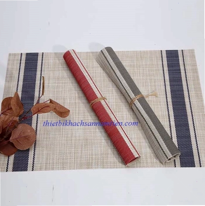 Tấm lót bàn ăn hình chữ nhật với viền kim loại sang trọng