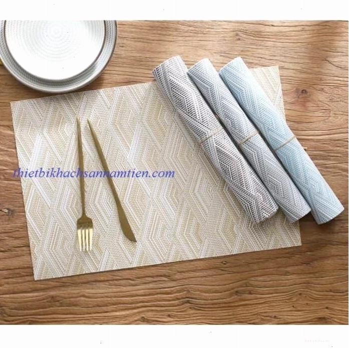Tấm lót bàn ăn hình tròn màu nâu gỗ tự nhiên