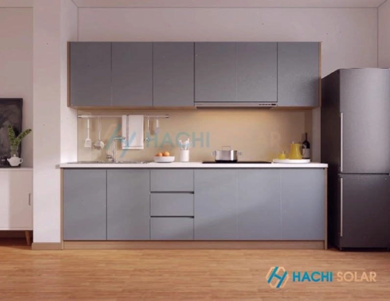 Thiết kế tủ bếp âm sát cạnh tường đơn giản nhỏ gọn