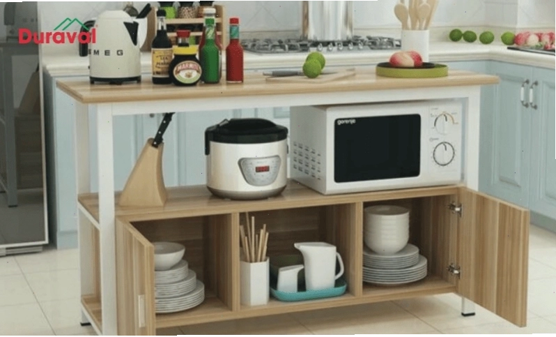 Thiết kế tủ bếp khung sắt 2 tầng thông minh