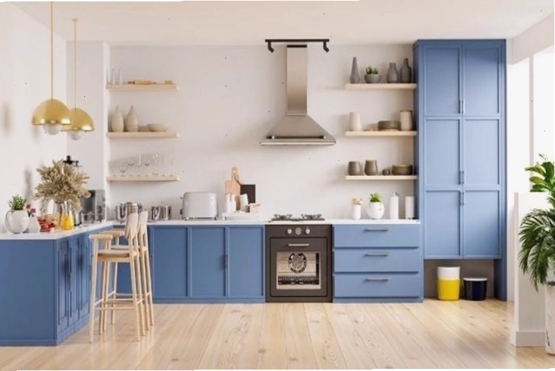 Trang trí bếp không tủ trên bằng kệ mở và đồ dùng đẹp mắt