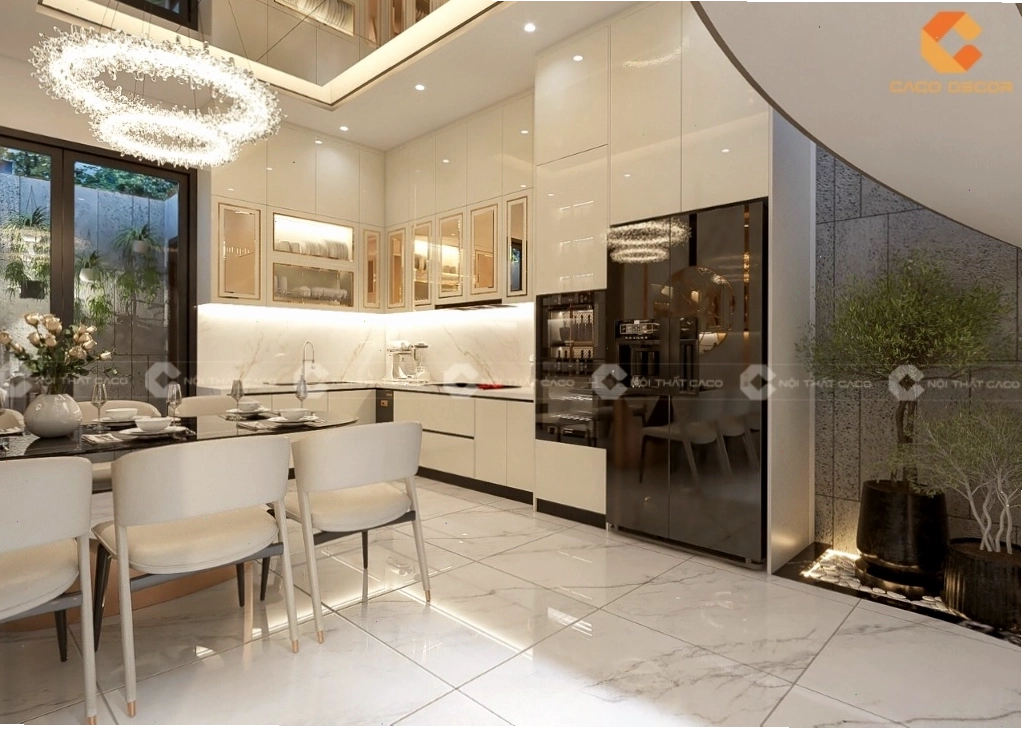 Tủ bếp acrylic bóng gương cao cấp