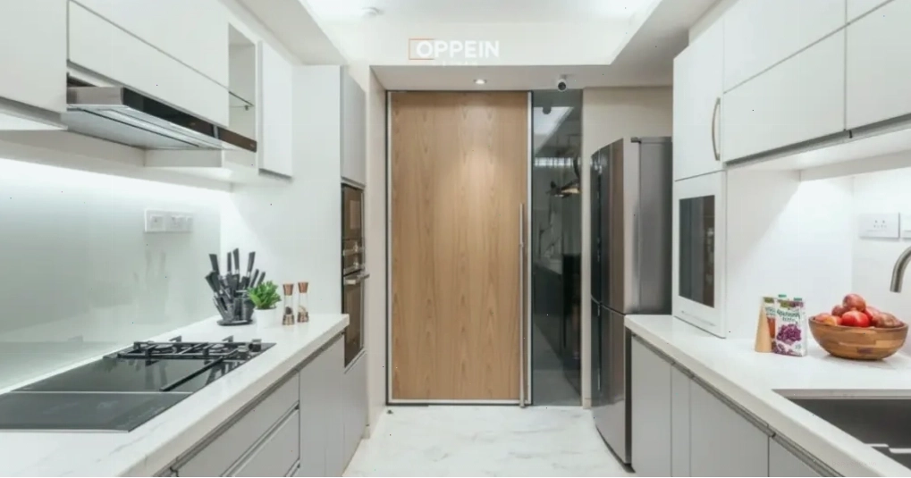 Tủ bếp chữ G hiện đại với nhiều ngăn lưu trữ thông minh