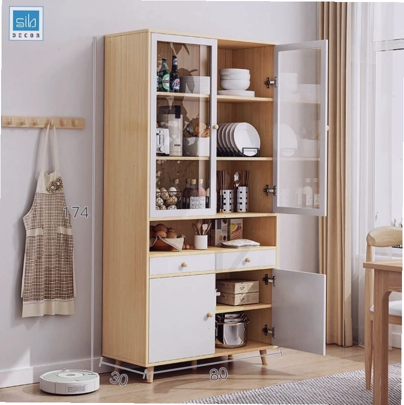 Tủ bếp chữ I gỗ công nghiệp cánh phẳng, tay nắm âm